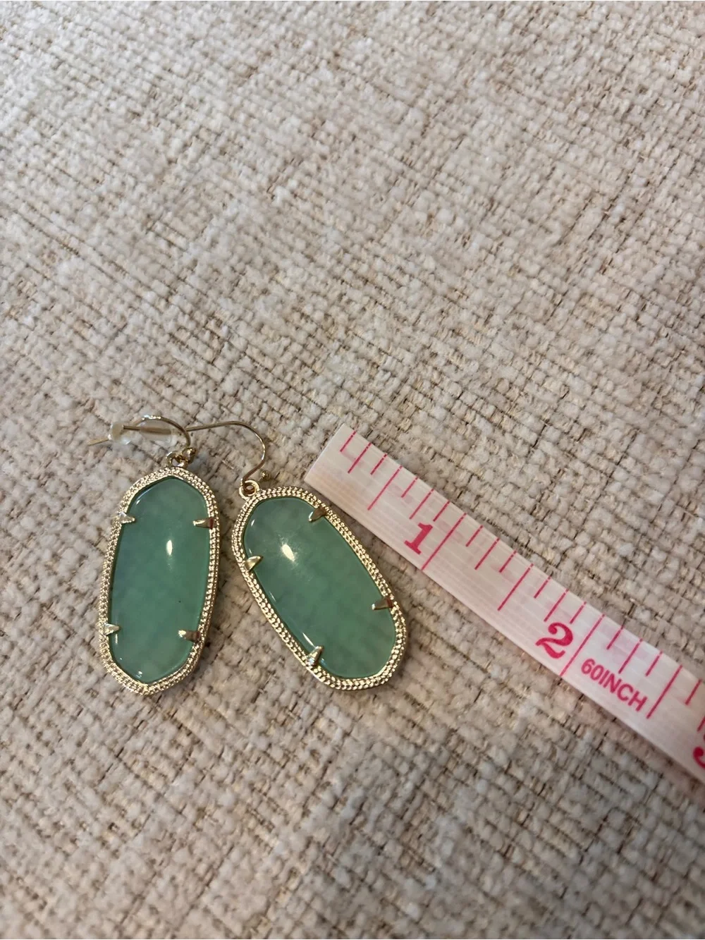 Kendra Scott Danielle drop Earrings Light Green Chalcedony gold tone